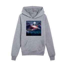 Mountain Lake Under the Stars Kids Pullover Hoodies