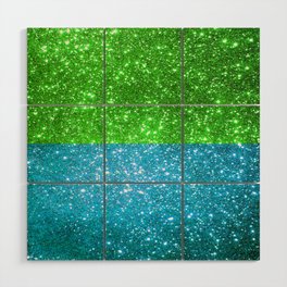 Blue And Green Glitter Trendy Collection Wood Wall Art