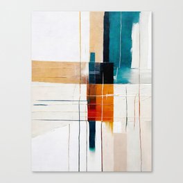 Orange Teal White Abstract Painting Canvas Print