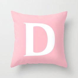 D MONOGRAM (WHITE & PINK) Throw Pillow