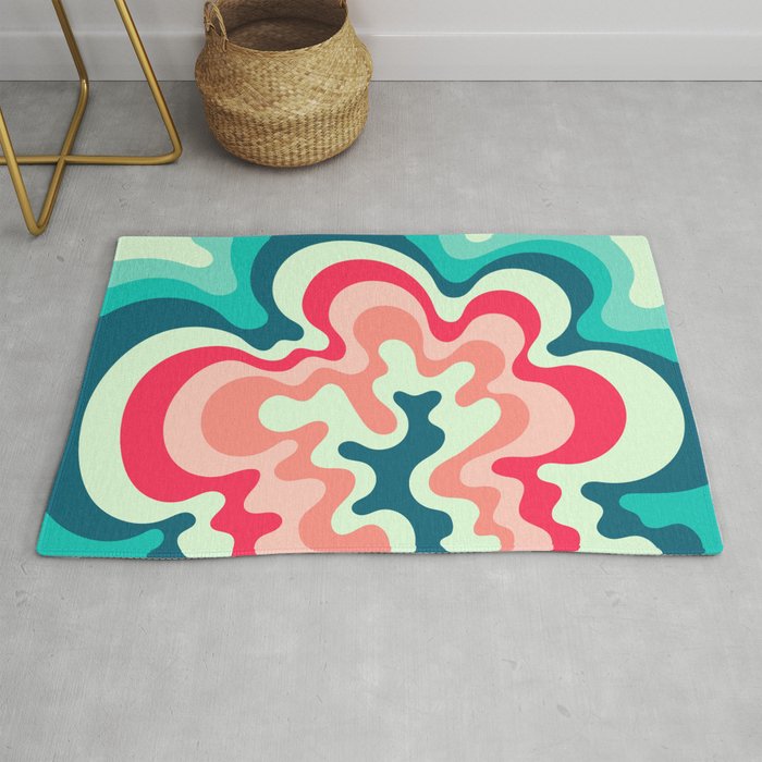 Abstract Blossoming Swirl Art In Tropical Essence Color Palette Rug