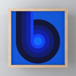 Retro 70s Curved Stripes (Blue Gradient) Framed Mini Art Print