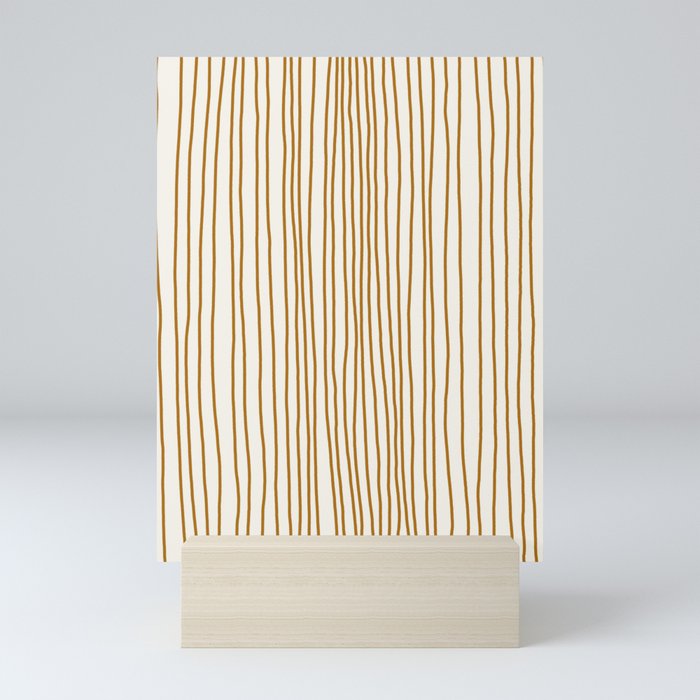 Vertical Stripes in Earthy Yellow Mini Art Print