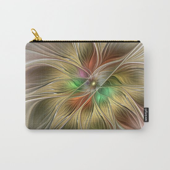Golden Flourish, Abstract Fractal Art Carry-All Pouch