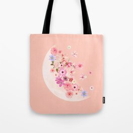 Spring Floral Moon Tote Bag