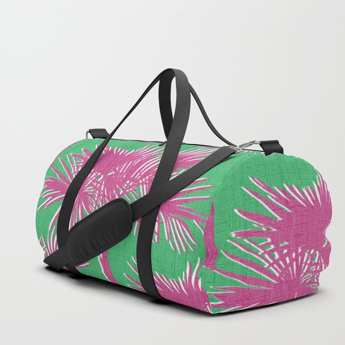 Retro Palm Trees Hot Pink and Kelly Green Duffle Bag