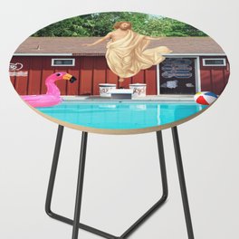 Jesus at pool party Side Table