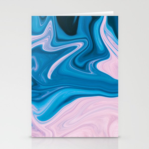 Wavy Pink & Blue (Color) Stationery Cards