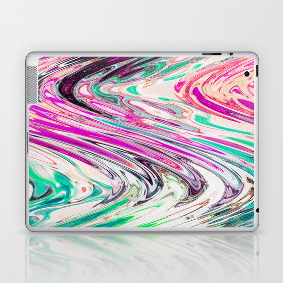 Wavy Pink And Green Liquid Paint Laptop & iPad Skin
