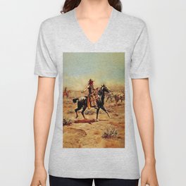 “In the Alkali” by Charles M Russell V Neck T Shirt