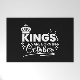 Kings Are Born In October Birthday Quote Welcome Mat