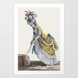 Bonjour Marie Antoinette Fashion Drawing Yellow Gown Art Print