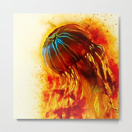 The Flaming Jellyfish - Watercolor painting effect Metal Print