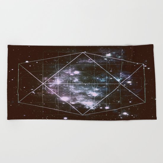 Galaxy Sacred Geometry dark Beach Towel
