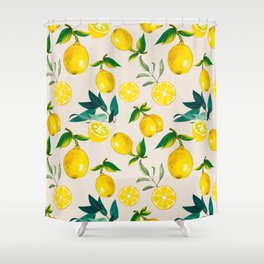Summer, citrus ,Sicilian style ,lemon fruit pattern  Shower Curtain