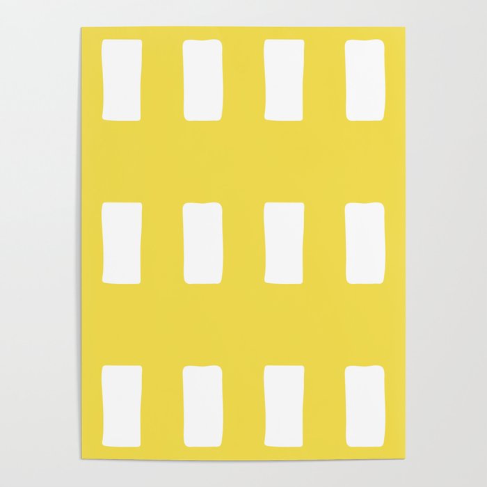 Retro hand-drawn organic blocks Illuminating Yellow White Poster