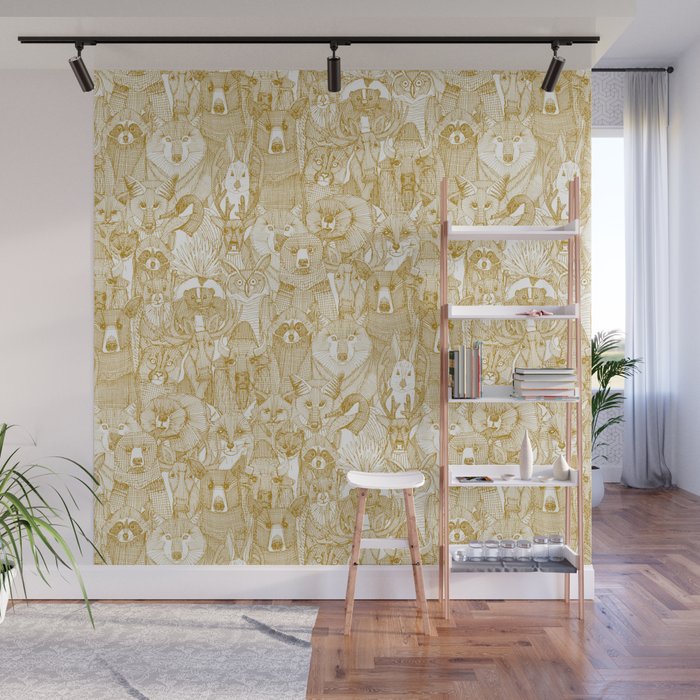 canadian animals gold white Wall Mural