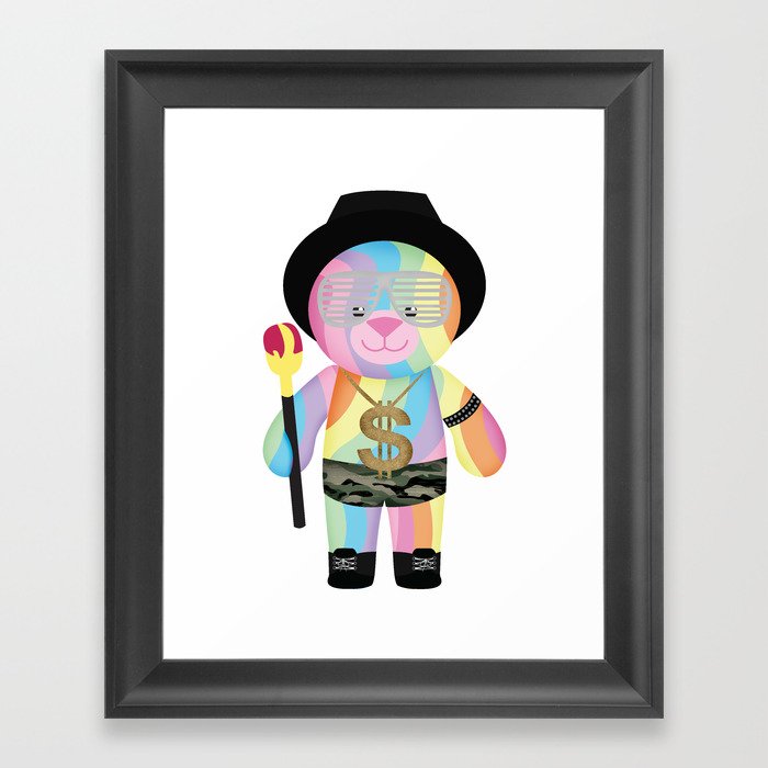 Royal Hippie Rainbow Bondage Bear Full Framed Art Print