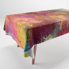 Abstract colorful tree landscape art Tablecloth