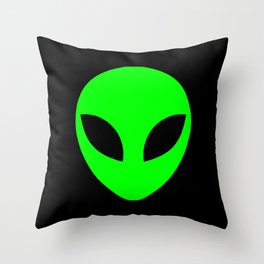 Black and Green Alien Head Shape Throw Pillow