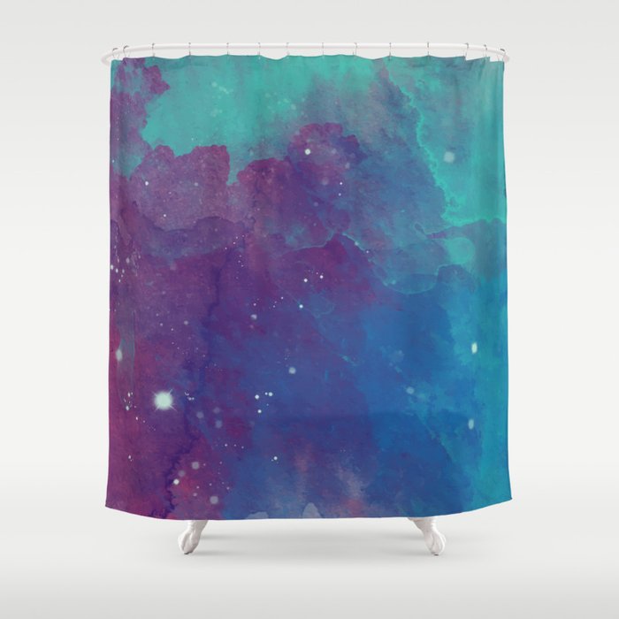 Watercolor night sky Shower Curtain