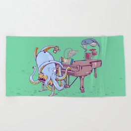 Octopus Playing piano Beach Towel