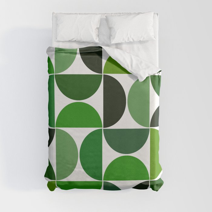 Mid century modern geometric Green  Duvet Cover
