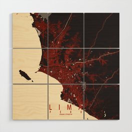 Lima City Map of Peru - Vector Wood Wall Art