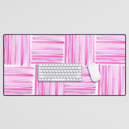 Gingham stitches - pink Desk Mat