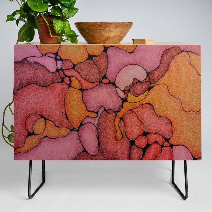 Hand Painted - Pink Cirles Credenza