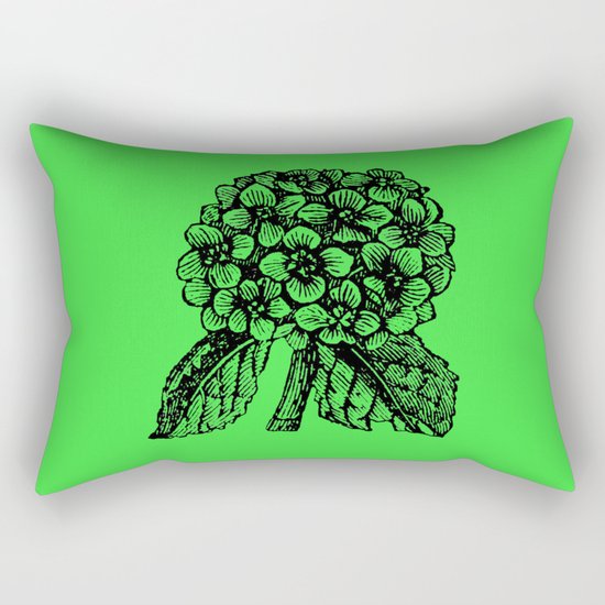 Green Hydrangea Rectangular Pillow