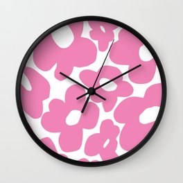 60s 70s Hippy Flowers Pink Wall Clock