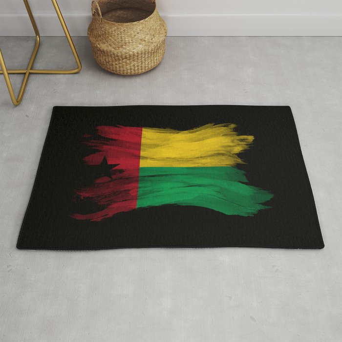 Guinea Bissau flag brush stroke, national flag Rug