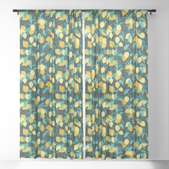 Decorative Lemons. Interior textiles Sheer Curtain