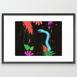 Jungle Snake fluorescent Framed Art Print