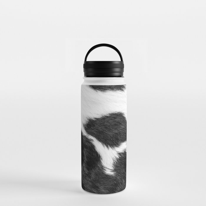 Black and White Cowhide Animal Print Water Bottle