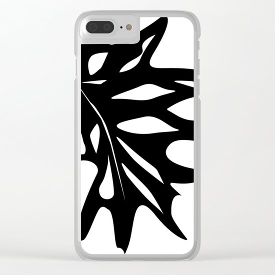 Black leaf monstera on white background . Clear iPhone Case