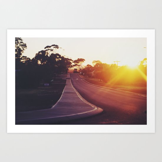 Rural streets at sunrise Art Print