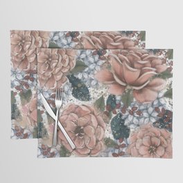 Pink and Gray Flowers Placemat