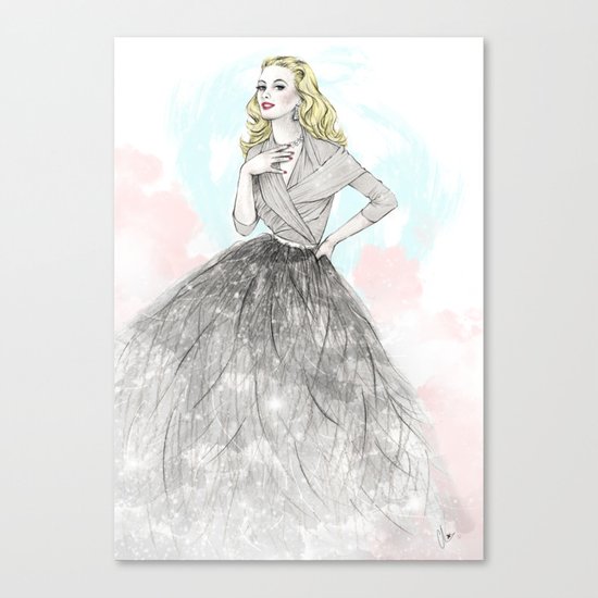 Ostrich Fashion Illustration Canvas Print