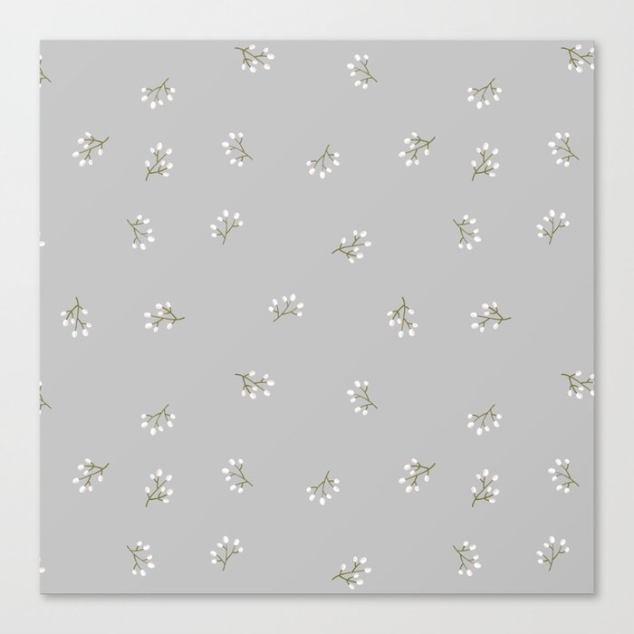 Rowan Branches Seamless Pattern on Light Grey Background Canvas Print