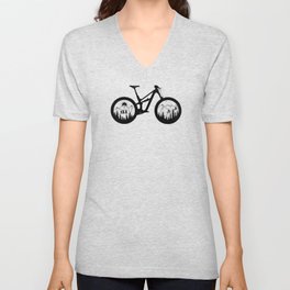 Mountain Bike Black&White V Neck T Shirt