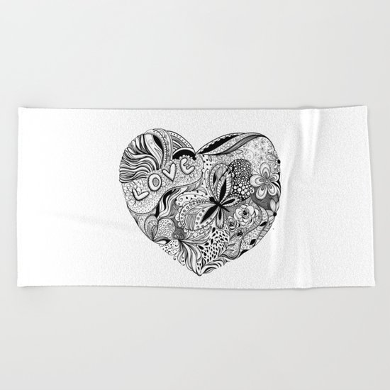 Floral heart for Valentines day Beach Towel