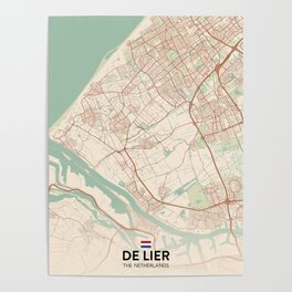 De Lier, Netherlands - Vintage City Map Poster