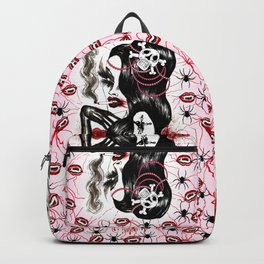 Pink Vampirella Backpack | Spiders, Drawing, Halloween, Pink, Digital, Vampire, Red, Surreal, Vampirelips, Black 