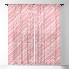 [ Thumbnail: Light Coral & Pink Colored Lines Pattern Sheer Curtain ]