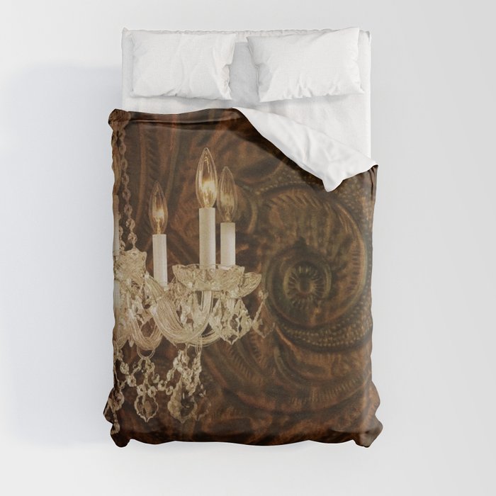 rustic western country leather texture crystal chandelier Duvet Cover