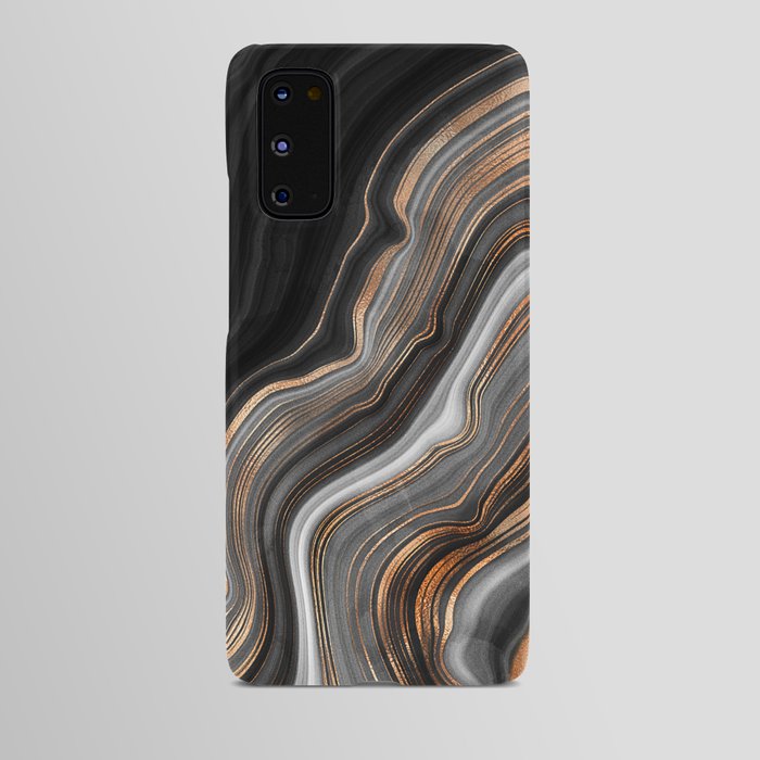 Elegant black marble with gold and copper veins Android Case