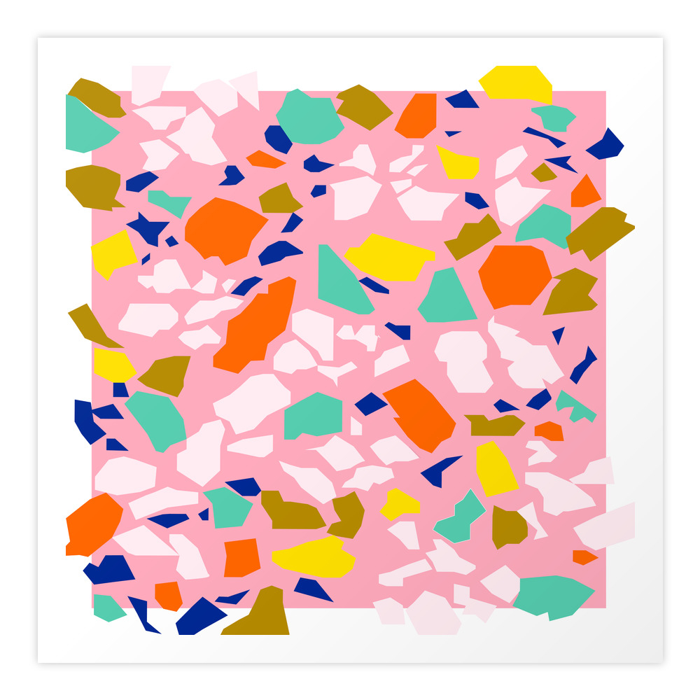 Terrazzo Pattern in Blush Art Print by micromacro