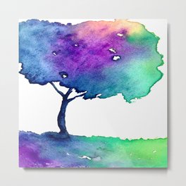 Hue Tree II Metal Print | Painting, Illustration, Nature, Landscape 